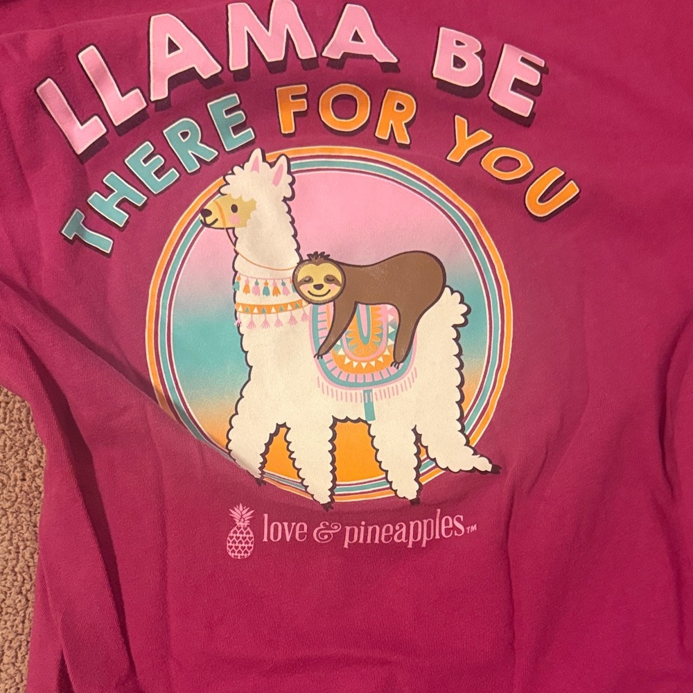 Love and Pineapple Llama Graphic T-Shirt - Pink - Picture 2 of 4